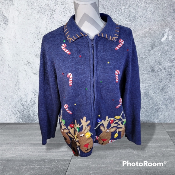 Tiara International Christmas Collection 2004 Reindeer Sweater Size M - Picture 1 of 10